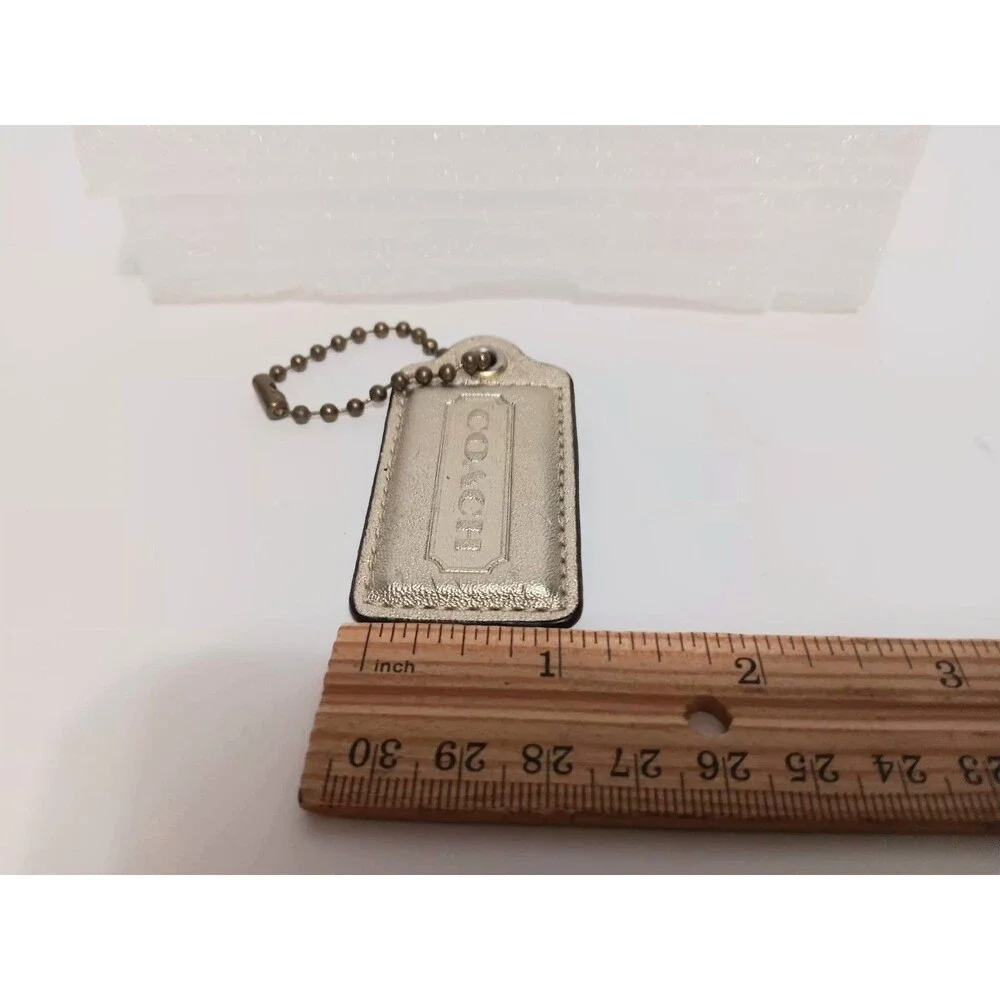 Coach Metallic Gold Leather Hang Tag Charm Ball Chain Key Chain 2.25